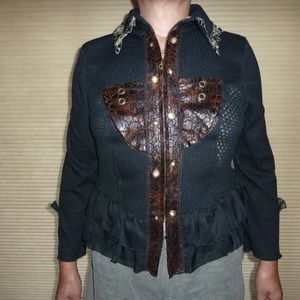 Pretty Angel black ruffles cardigan blouse…